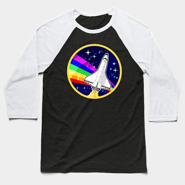 NASA Rainbow Pride Spaceflight Badge Baseball T-Shirt by forge22